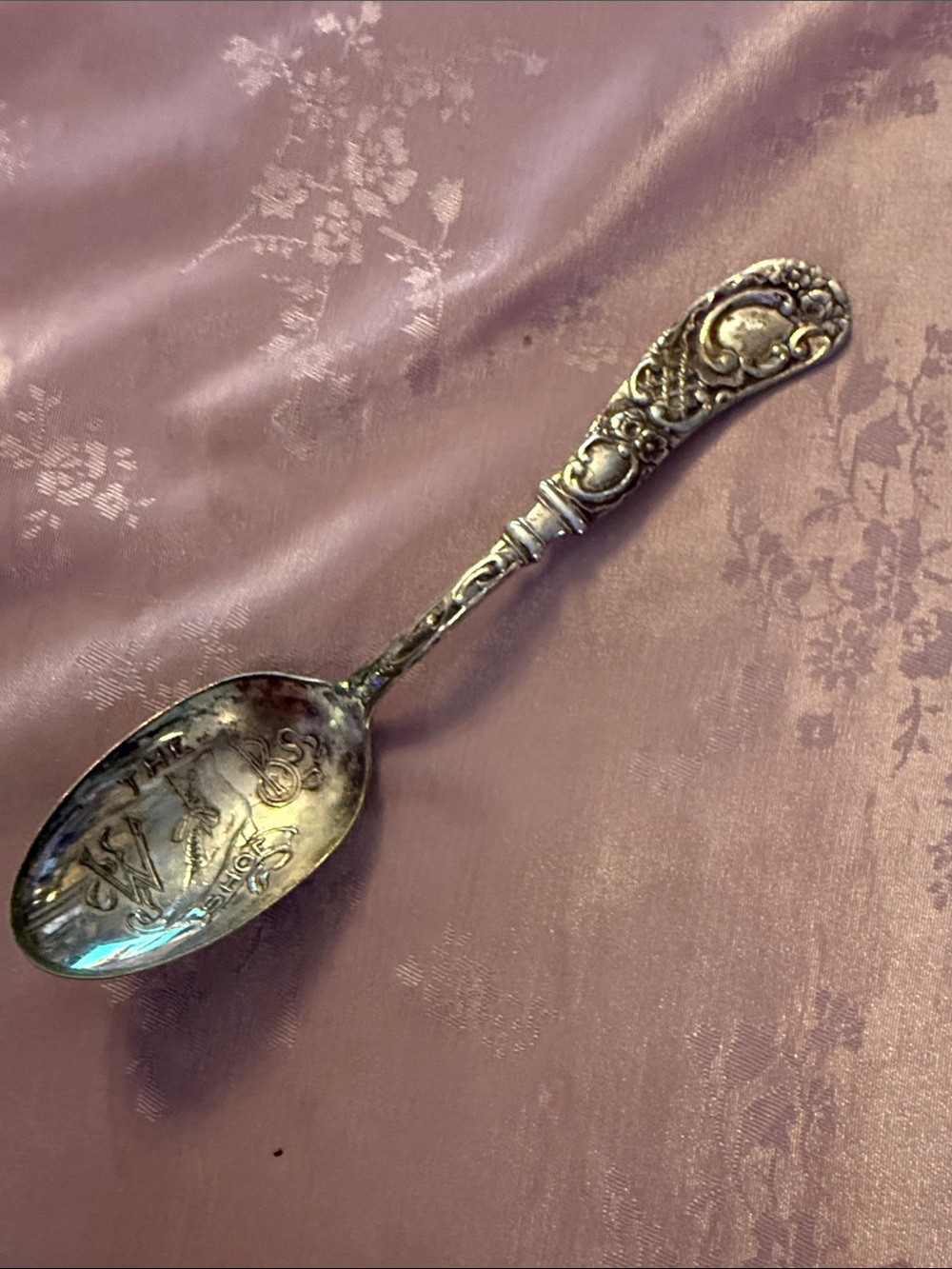 Antique Ornate Silver plate Decorative Spoon by the WB shoe company